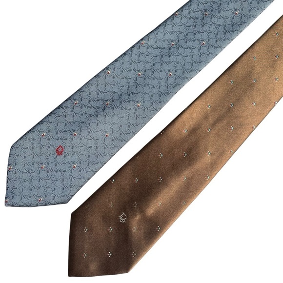 DIOR Vintage 90s Retro Print Ties Made in USA *Set of 2* - Picture 1 of 8